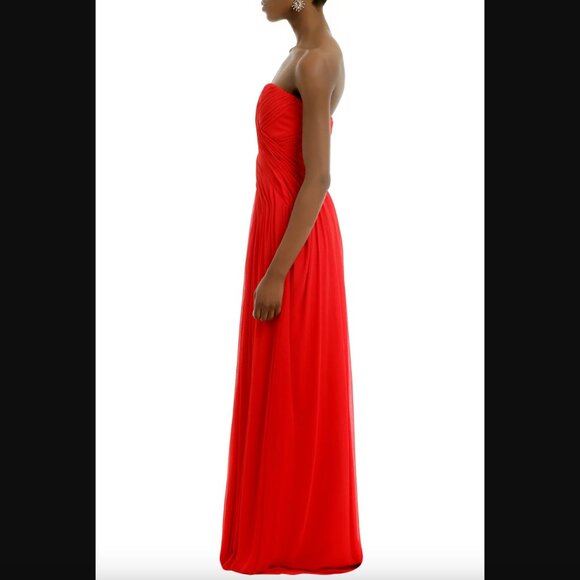 Badgley Mischka Celebrity Gown, Red Chiffon, Size 4 - Picture 4 of 15